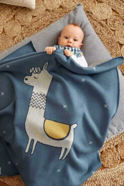 Couverture - Glama Bleu - Lassig -BéBé Maison Magasin 0f898e1e76c0abced781b60fa07f