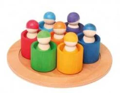 Set 7 Bonhommes Dans Leur Bol Arc-en-ciel - Grimm's