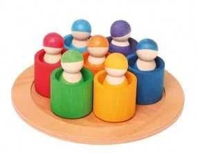 Set 7 Bonhommes Dans Leur Bol Arc-en-ciel - Grimm's 3 Set 7 Bonhommes Dans Leur Bol Arc-en-ciel - Grimm's