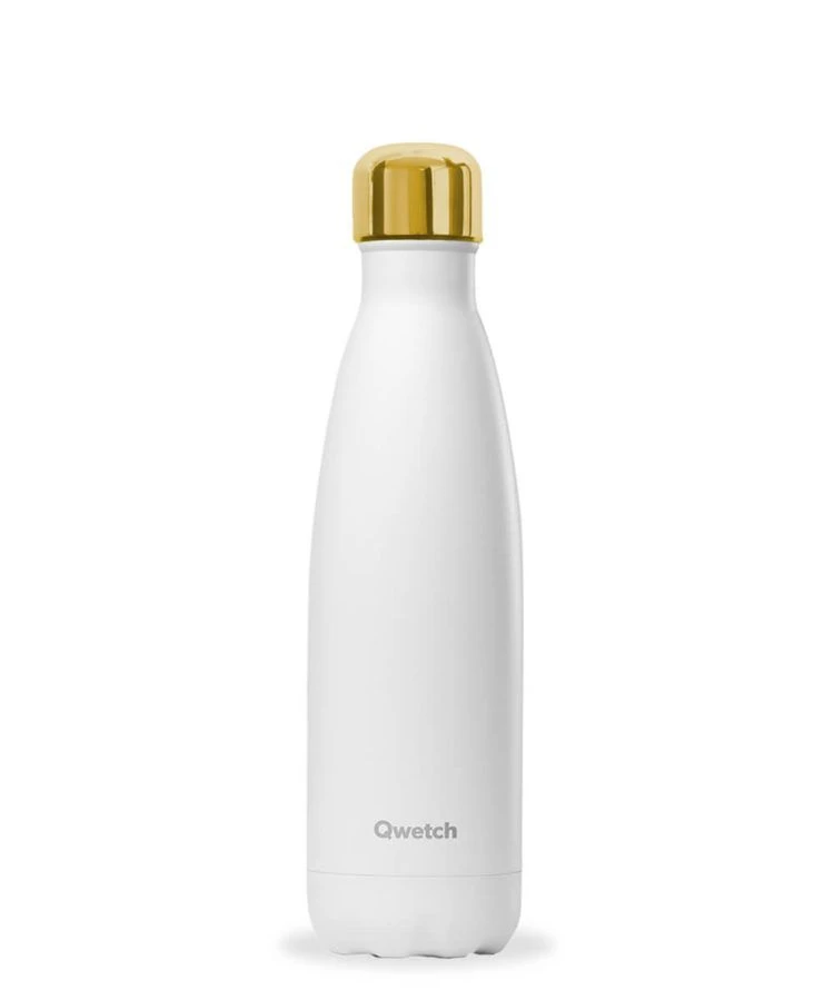 Bouteille Isotherme - 500ml - Mat Blanc Gold - Qwetch 3 Bouteille Isotherme - 500ml - Mat Blanc Gold - Qwetch